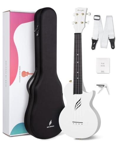 Enya Nova U Concert Ukulele 23” Carbon Fiber – Waterproof Travel Ukulele for Beginners & Adult, Lightweight Durable Body with Beginner Kit (Case, Strap, Capo, Strings)