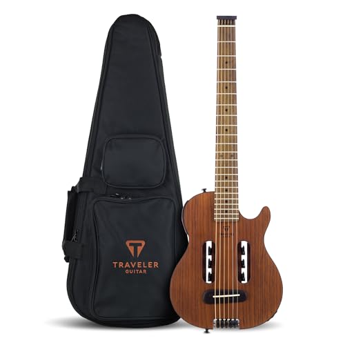 Traveler Guitar Escape Mark III Mahogany Acoustic Guitar - Portable Acoustic with Built-in Headphone Amp, Full 25.5" Scale Headless Guitar, Custom Gig Bag Included
