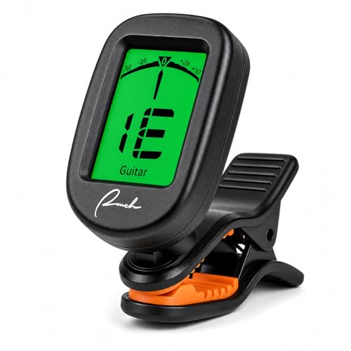 Ranch Guitar Tuner Clip On - Fast & Accurate Chromatic Acoustic/Electric Guitar Tuner, Bass, Ukulele, Violin, Banjo - 360° Rotatable Digital Display, Noise Immunity - Classic Black
