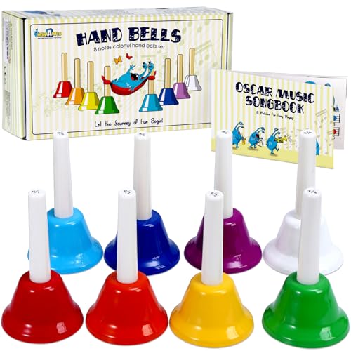 Musical Hand Bells for Kids Music Toys 8 Notes with 15-Song Songbook