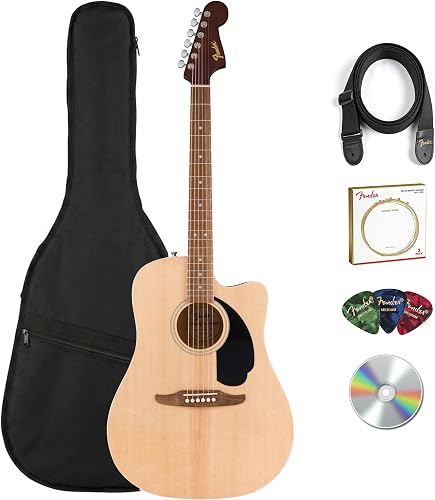 Fender California Redondo CE Acoustic-Electric Guitar - Natural Bundle — Build quality and design details up close