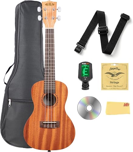Kala KA-15C Satin Mahogany Concert Ukulele Bundle with Gig Bag, Tuner, — Build quality and design details up close